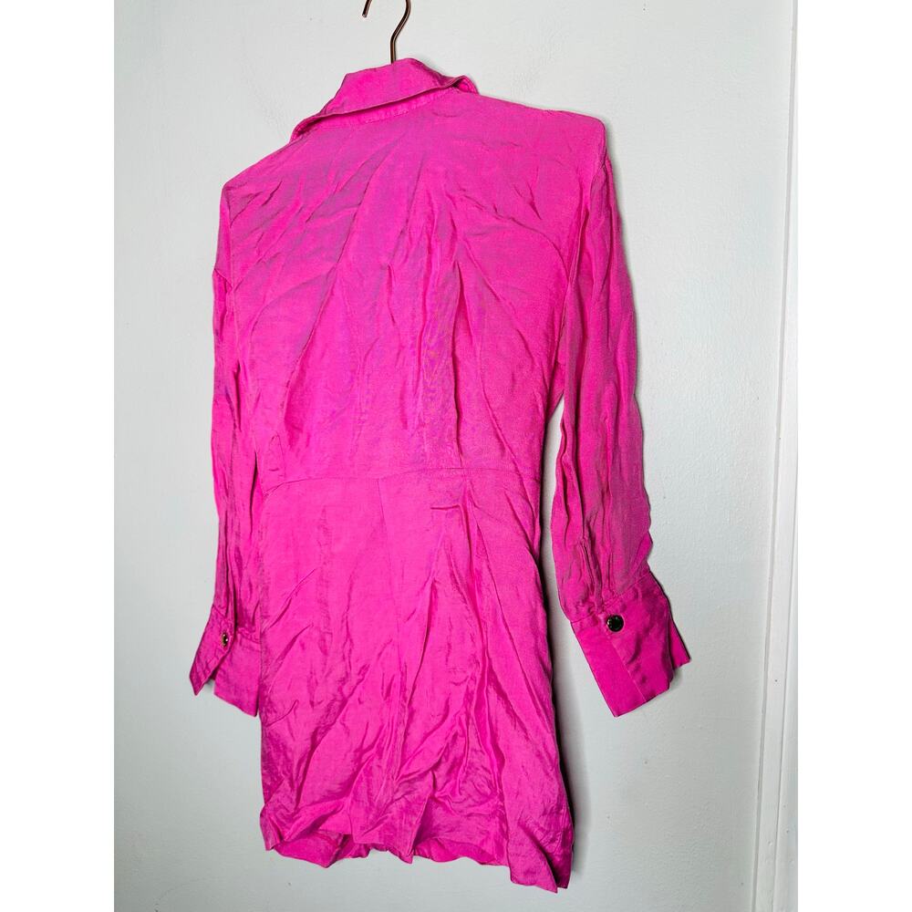 SANDRO Pink Collar Front Button Closure Asymmetrical Elvira Dress Size 36 - Picture 14 of 16